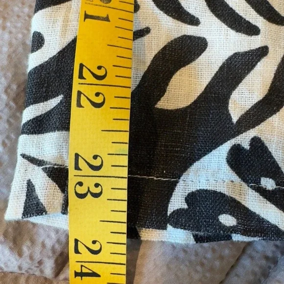 Rachel & Zoe 100% Linen Pull-On Wide Leg Pants Large Tropical Leaf Black White - Picture 9 of 9